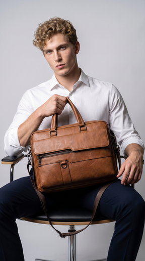 Men's Leather Briefcase - Rock