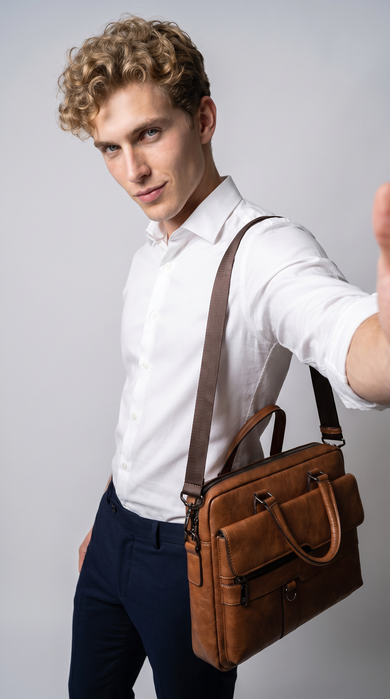 Men's Leather Briefcase - Rock