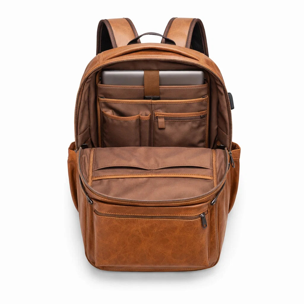 Men's Real Leather Backpack - Oxbridge