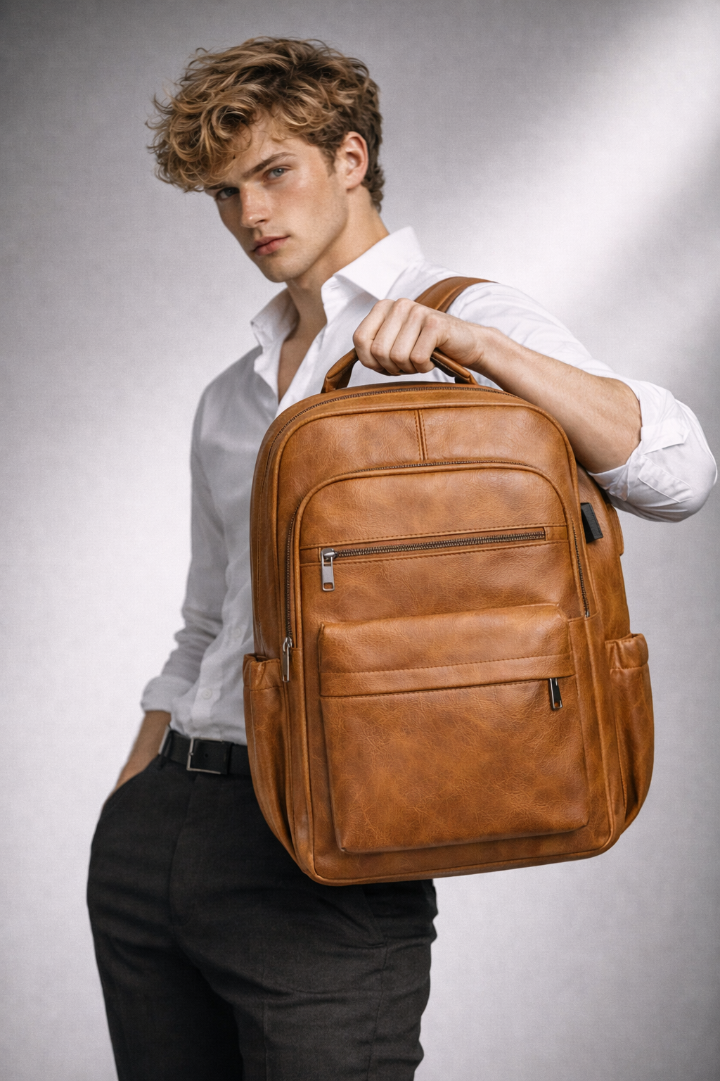 Men's Real Leather Backpack - Oxbridge