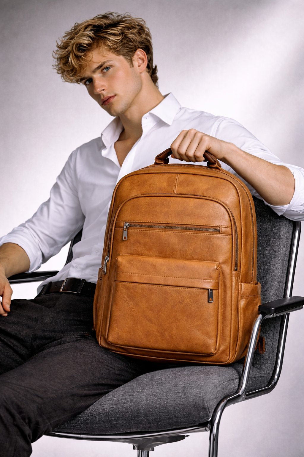 Men's Real Leather Backpack - Oxbridge