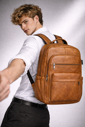 Men's Real Leather Backpack - Oxbridge