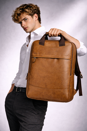 Men's Real Leather Backpack - Upton