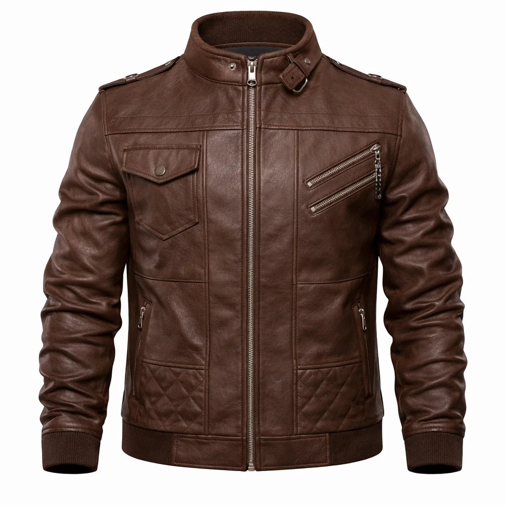 Men's Real Leather Bomber Jacket with Removable Hood – Leather Elegance