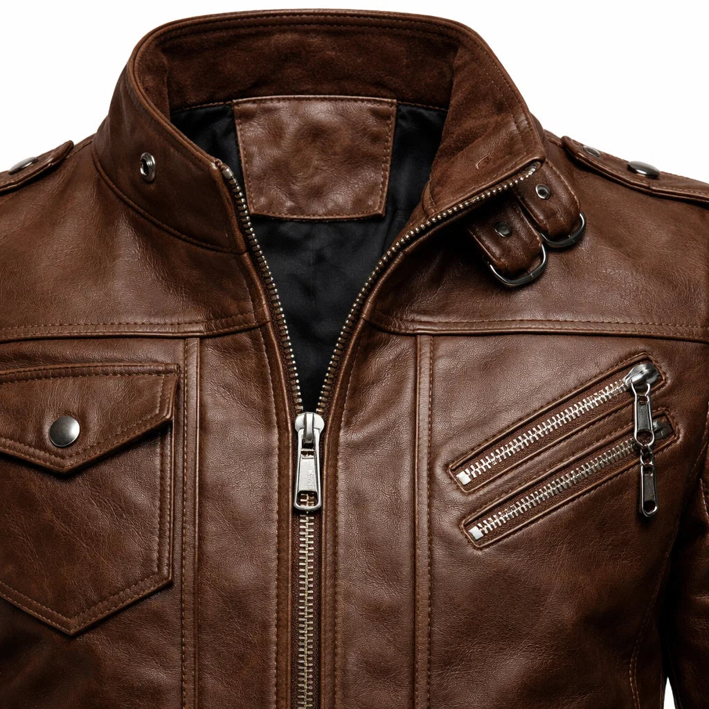 Men's Real Leather Bomber Jacket with Removable Hood – Leather Elegance