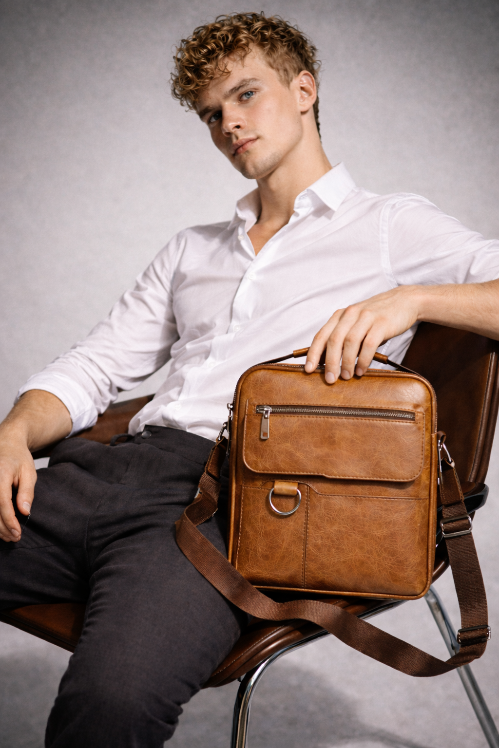 Men's Real Leather Satchel - Leepus 3 in 1