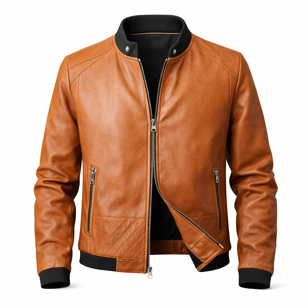 Men's Real Leather Slim Fit Biker Jacket – Donk