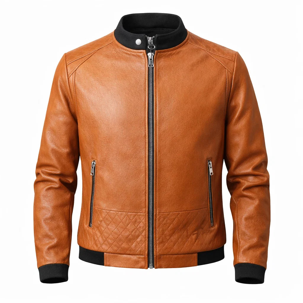 Men's Real Leather Slim Fit Biker Jacket – Donk