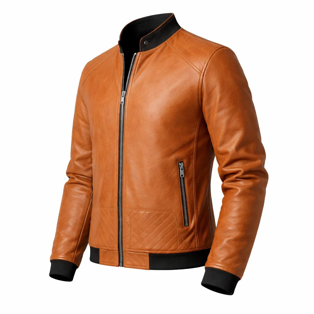 Men's Real Leather Slim Fit Biker Jacket – Donk