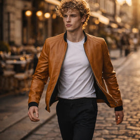 Men's Real Leather Slim Fit Biker Jacket – Donk