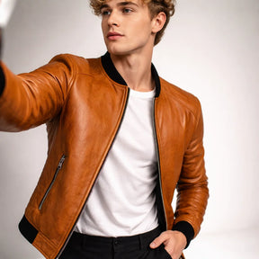 Men's Real Leather Slim Fit Biker Jacket – Donk