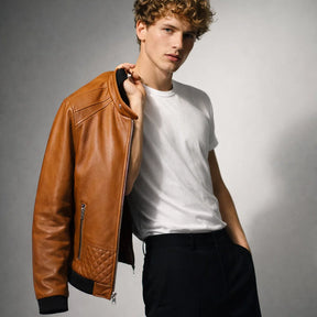 Men's Real Leather Slim Fit Biker Jacket – Donk