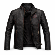 Men's Real Leather Slim Fit Biker Jacket – Raven