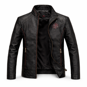 Men's Real Leather Slim Fit Biker Jacket – Raven