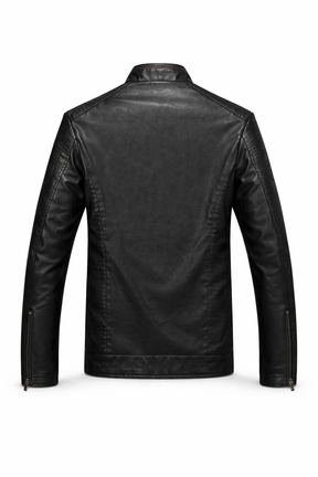 Men's Real Leather Slim Fit Biker Jacket – Raven