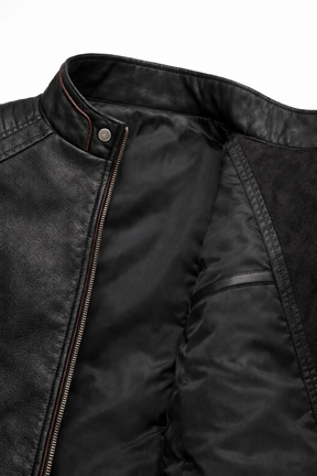 Men's Real Leather Slim Fit Biker Jacket – Raven