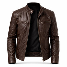 Men's Real Leather Slim Fit Biker Jacket – Toppest