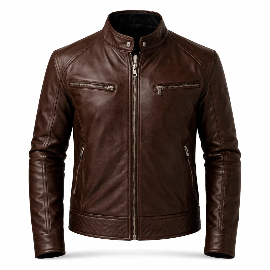 Men's Real Leather Slim Fit Biker Jacket – Toppest