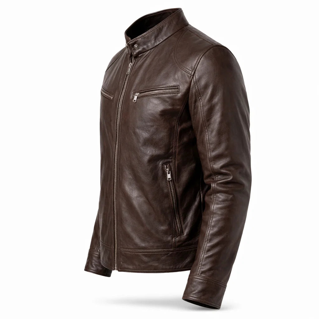 Men's Real Leather Slim Fit Biker Jacket – Toppest