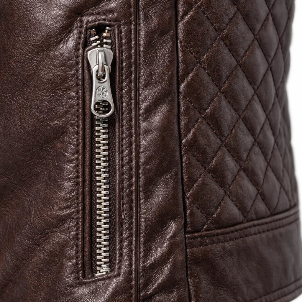 Men's Real Leather Slim Fit Biker Jacket – Toppest