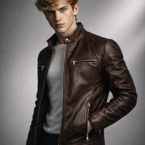 Men's Real Leather Slim Fit Biker Jacket – Toppest