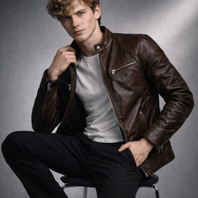Men's Real Leather Slim Fit Biker Jacket – Toppest