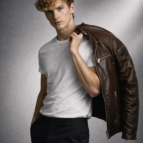 Men's Real Leather Slim Fit Biker Jacket – Toppest