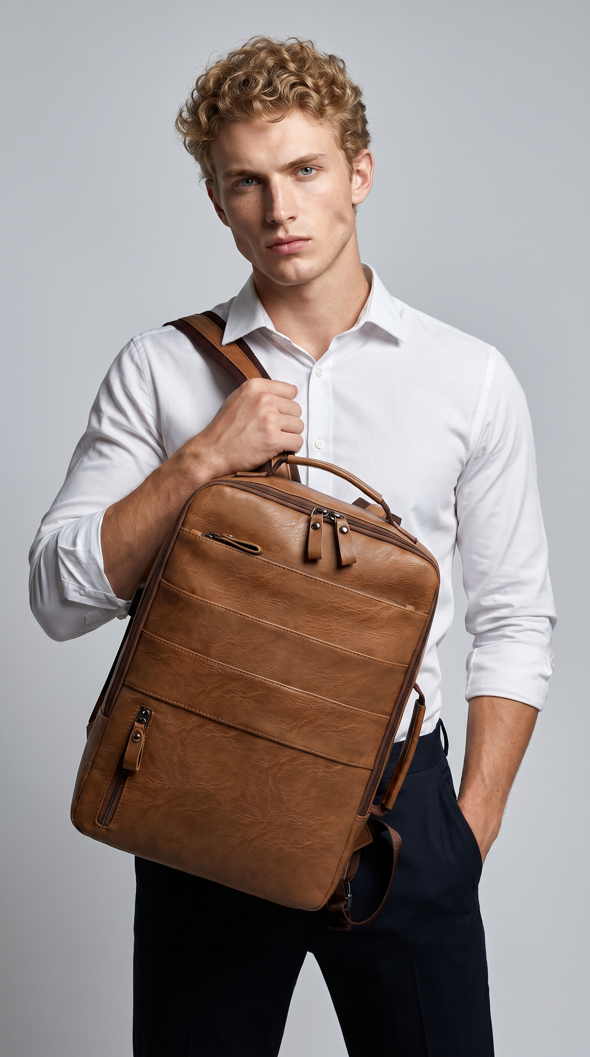 Men's Leather Backpack - Kaster