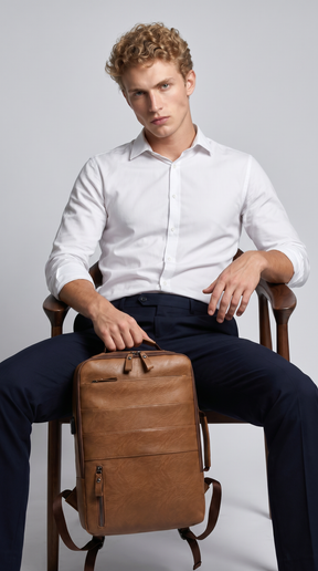 Men's Leather Backpack - Kaster