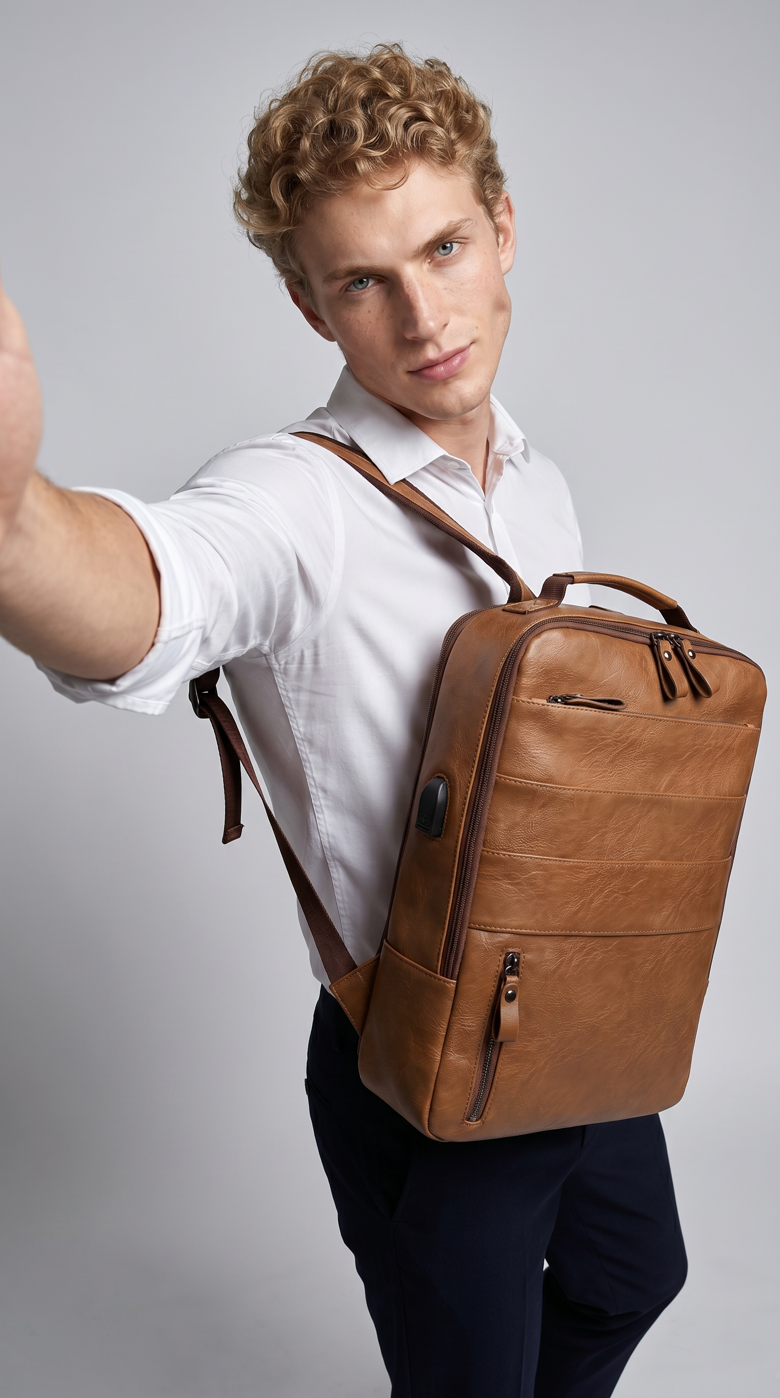 Men's Leather Backpack - Kaster