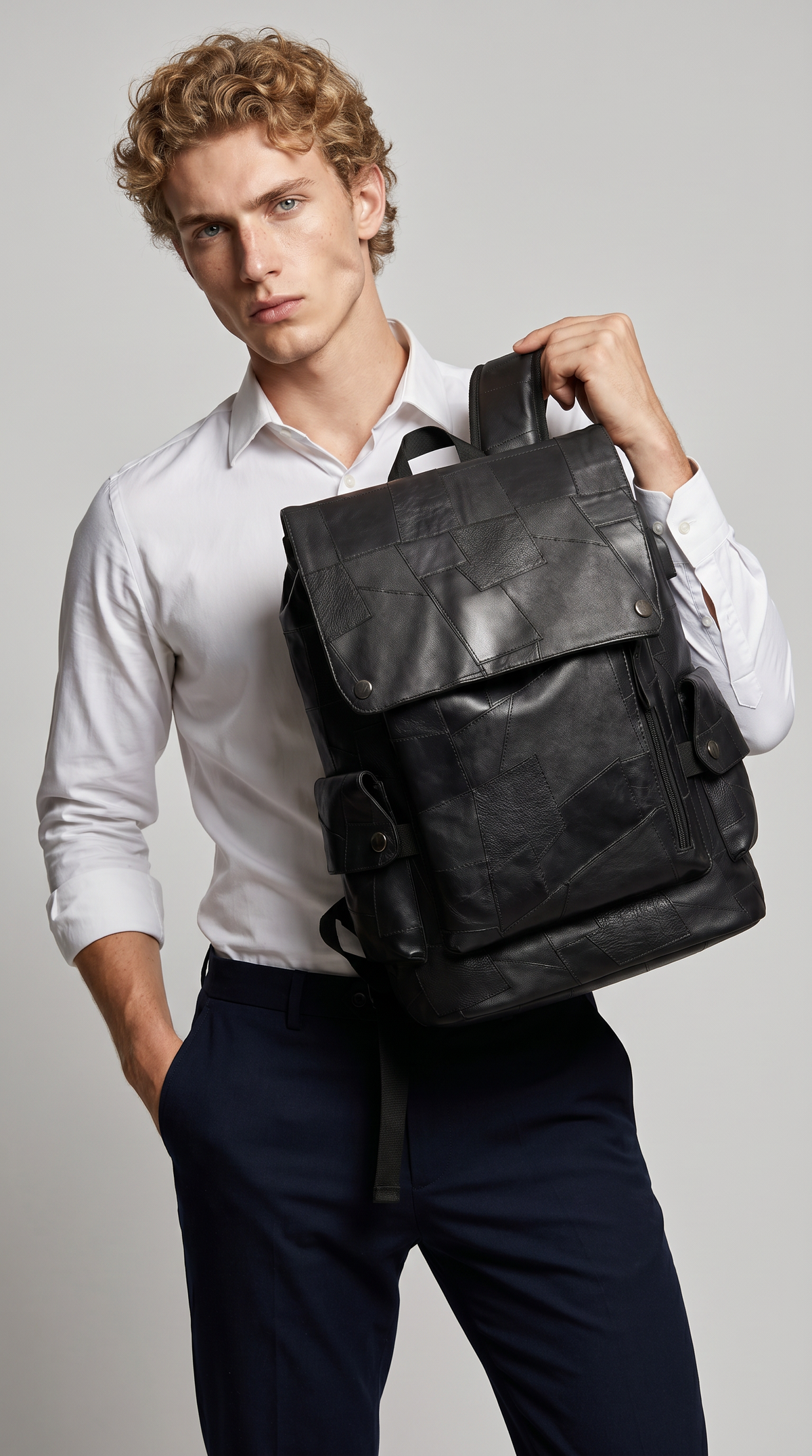 Men's Leather Backpack - Urban