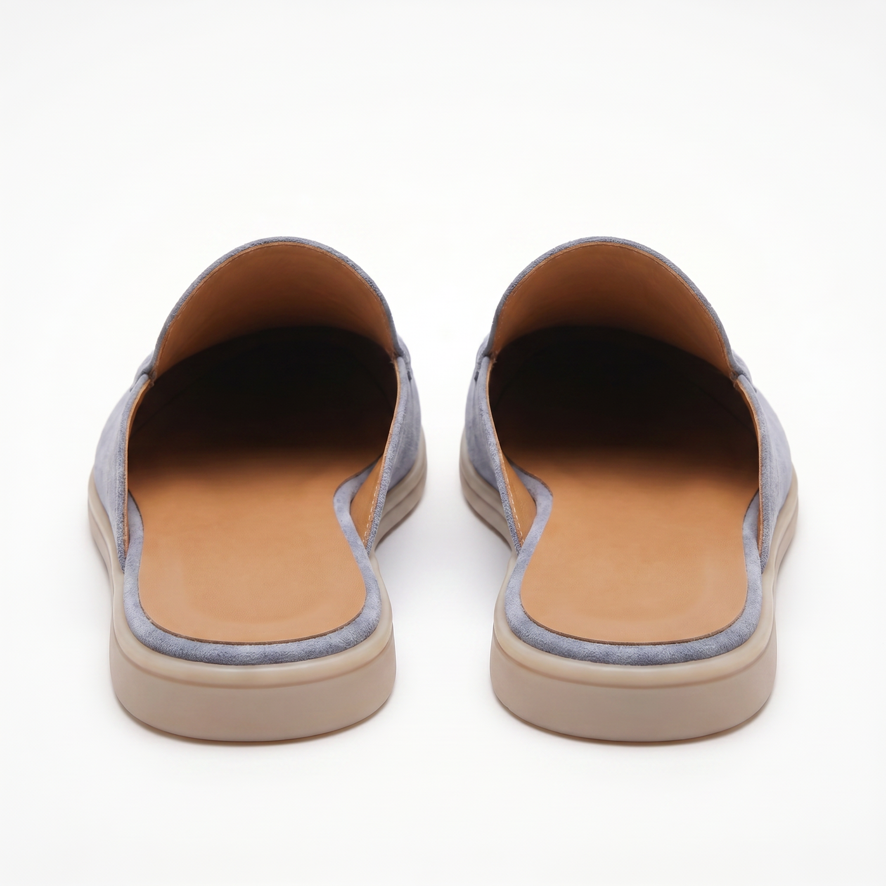 Men's Leather Baby Blue Suede Yacht Mules - Riviera Style