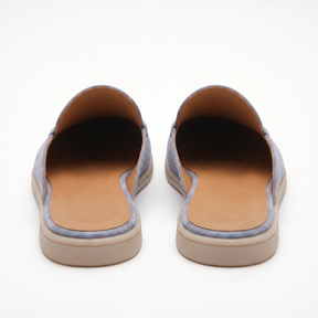 Men's Leather Baby Blue Suede Yacht Mules - Riviera Style