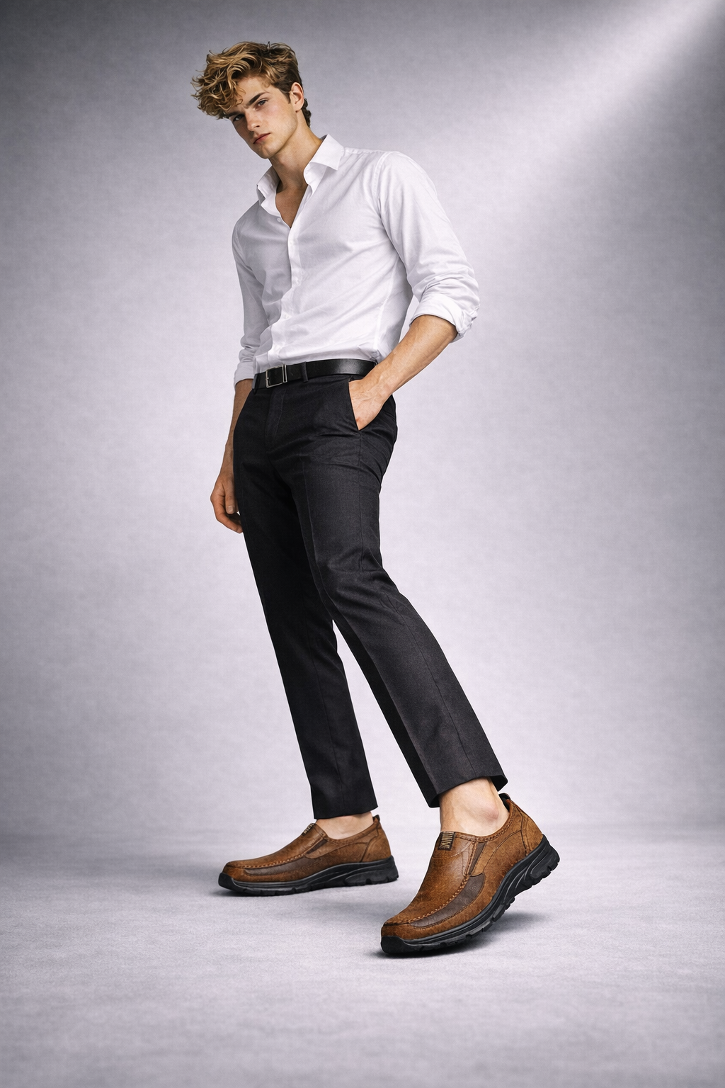 Men's Genuine Leather Platform Loafers - William Classic