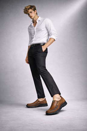 Men's Genuine Leather Platform Loafers - William Classic