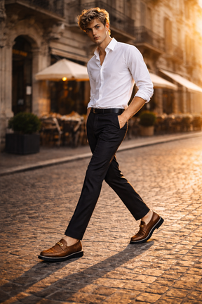 Men's Genuine Leather Platform Loafers - William Classic