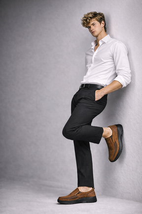 Men's Genuine Leather Platform Loafers - William Classic