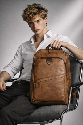 Men's Real Leather Backpack - Survival