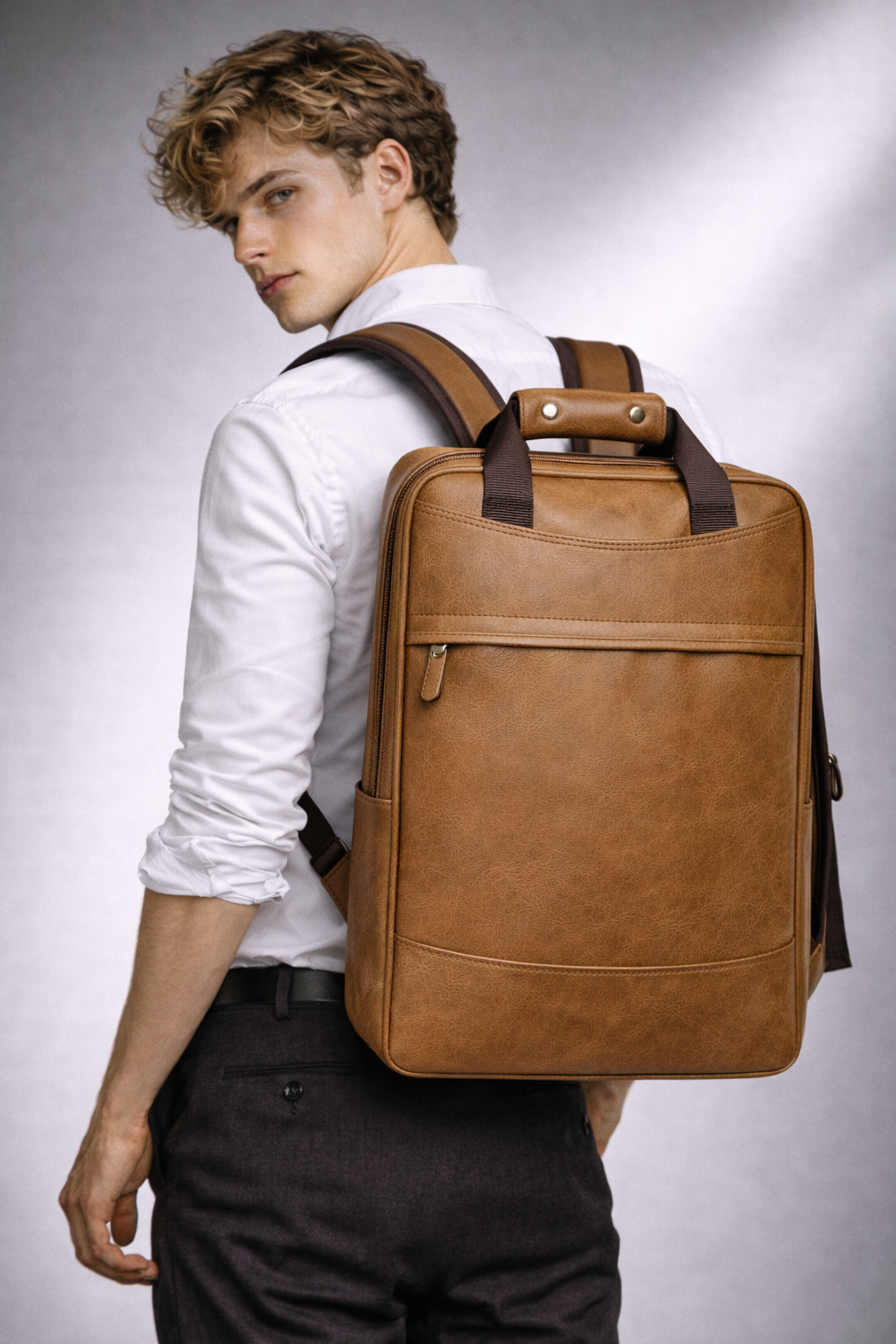 Men's Real Leather Backpack - Upton