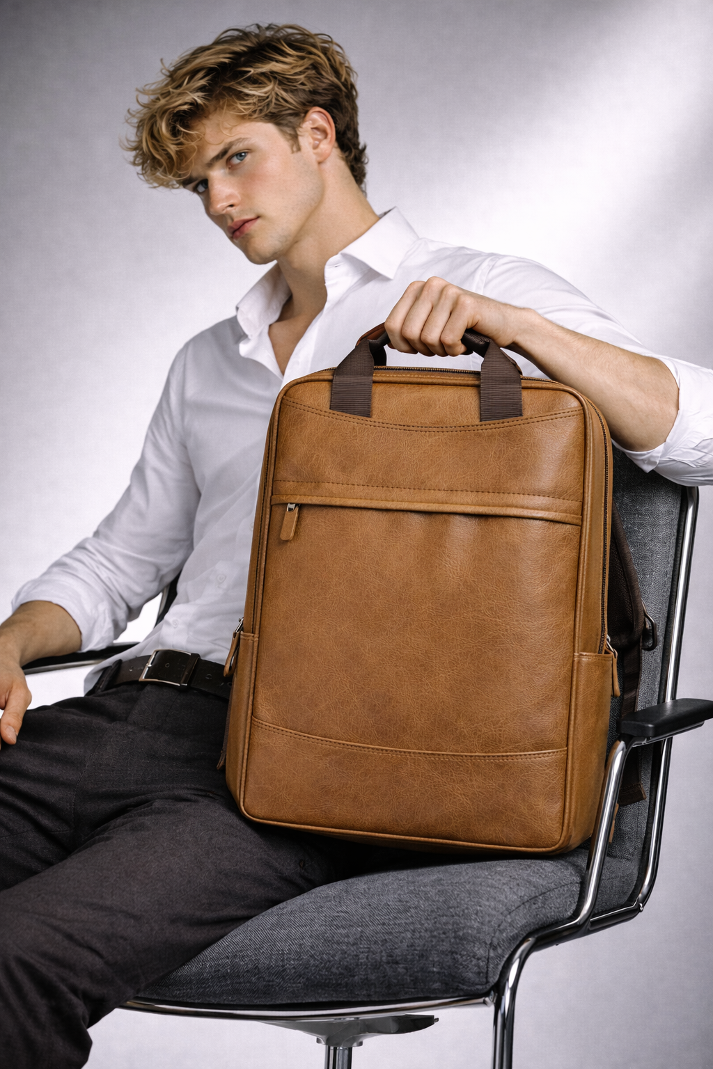 Men's Real Leather Backpack - Upton