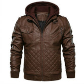 Men's Real Leather Bomber Jacket with Removable Hood – Leather Elegance