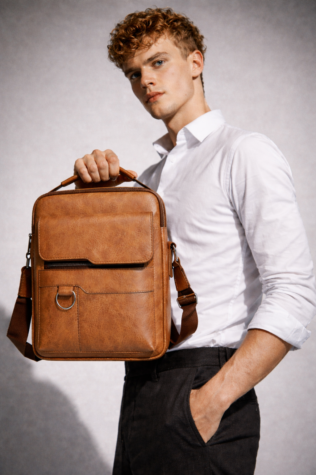 Men's Real Leather Satchel - Leepus 3 in 1