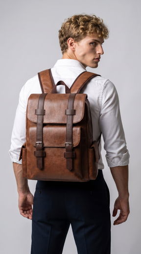 Men's Leather Backpack - Cluster