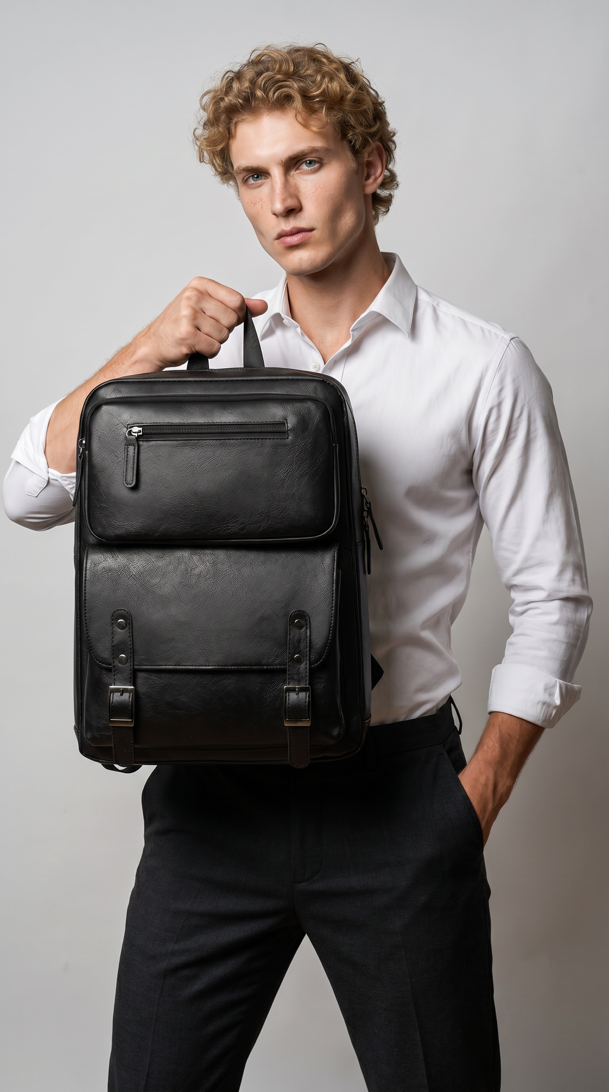 Men's Leather Backpack - Force