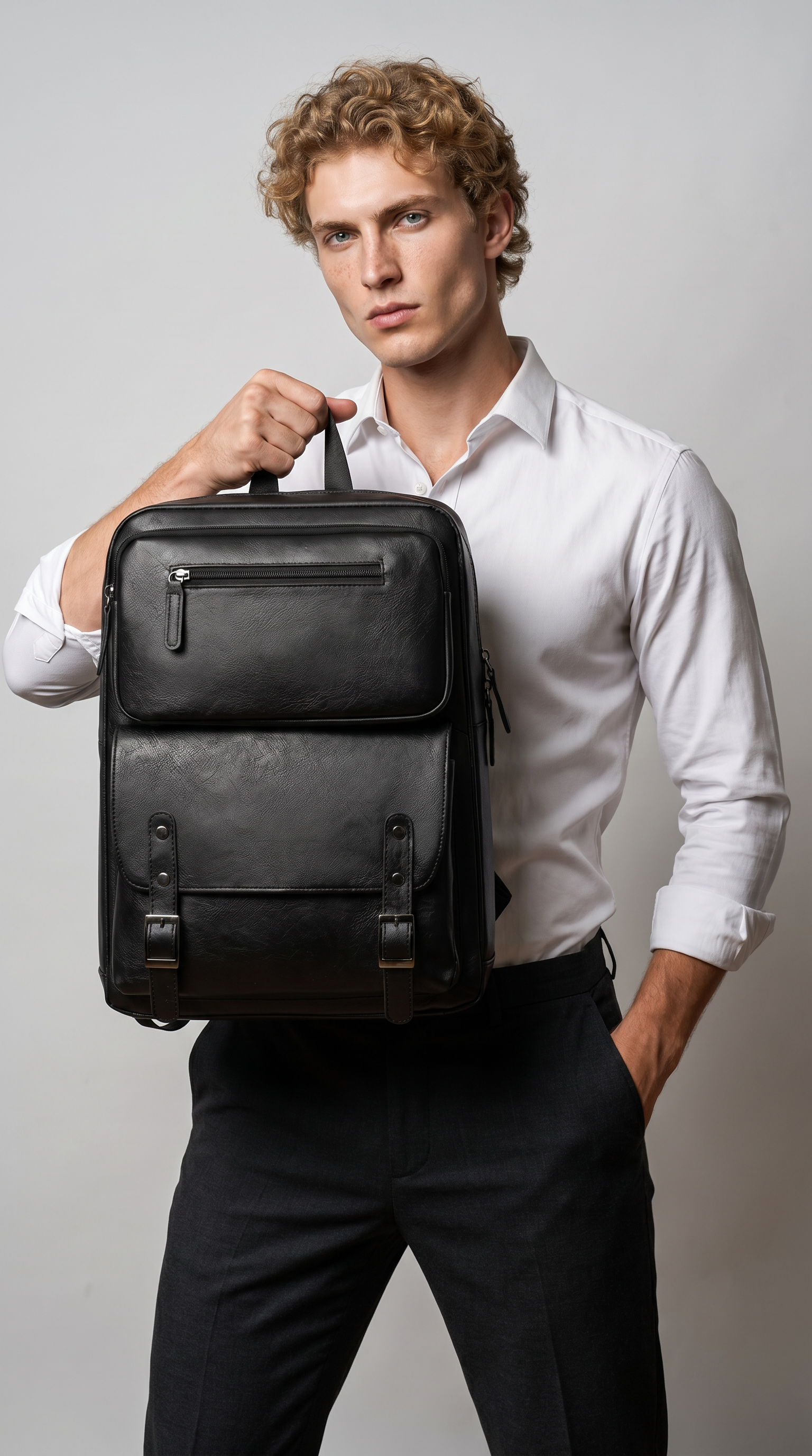 Men's Leather Backpack - Force