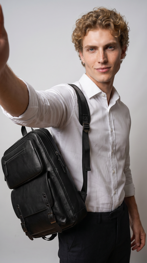 Men's Leather Backpack - Force