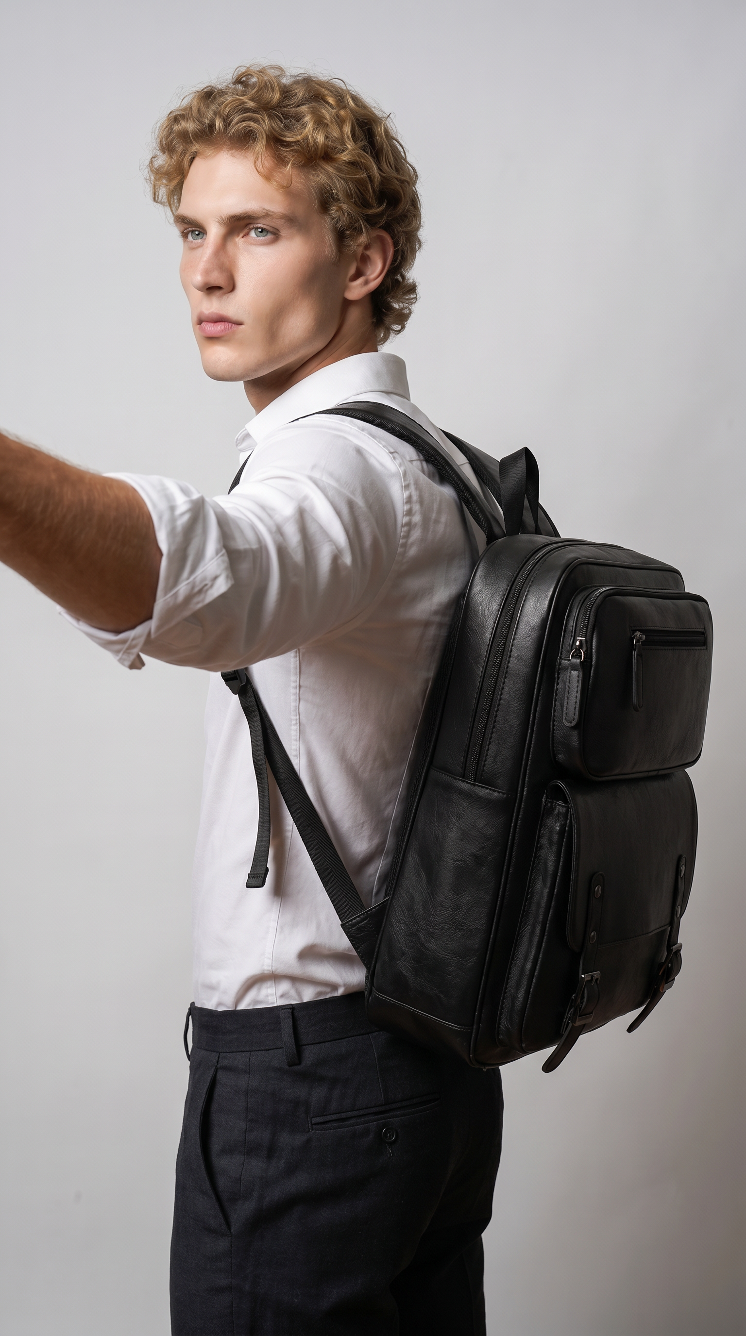 Men's Leather Backpack - Force