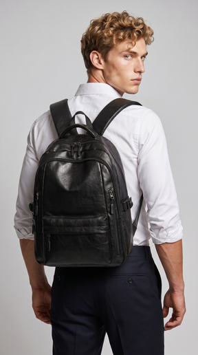 Men's Leather Backpack - Street