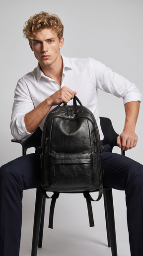 Men's Leather Backpack - Street