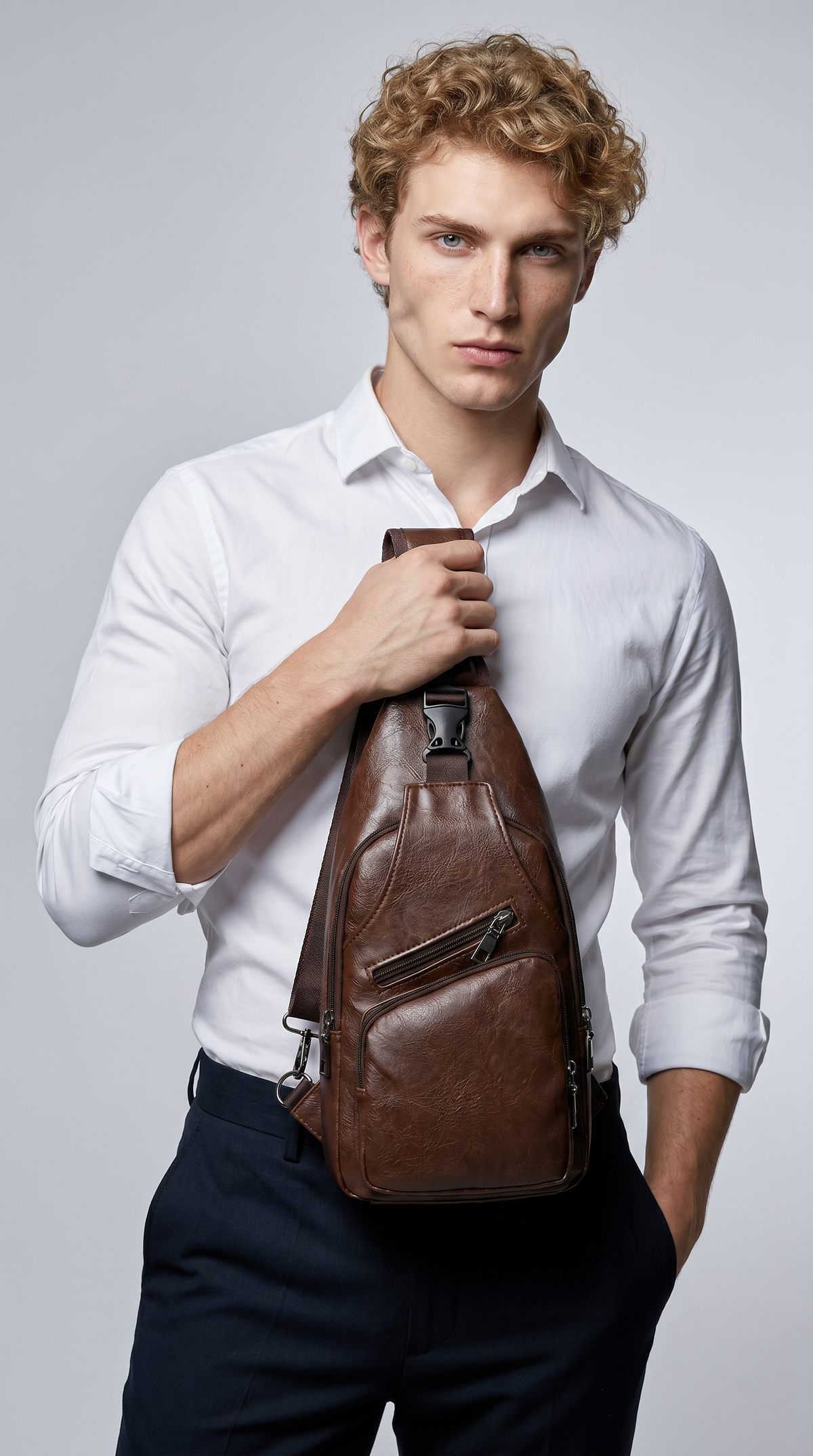 Men's Leather Crossbody Bag - Riot